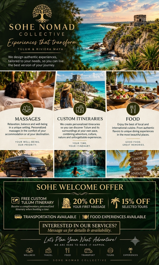 🌴 SOHE WELCOME OFFER Discover Tulum your way