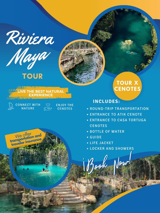 🌴 Tour de Cenotes en Tulum 🌴 Incluye: